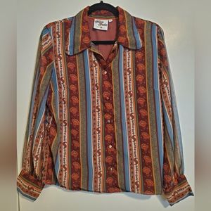 Viola Lee Floral Stripe Sheer Blouse